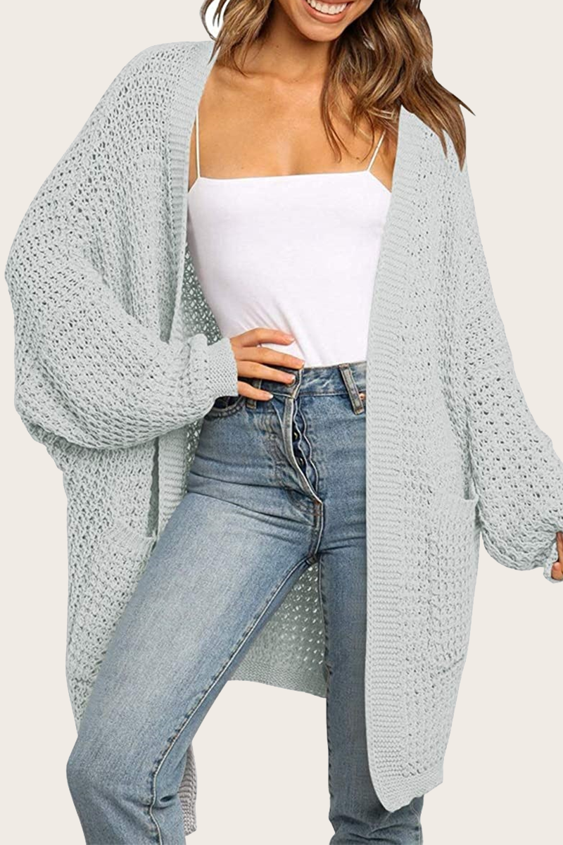 Suéter informal con cuello en V y bolsillos sólidos (10 colores)