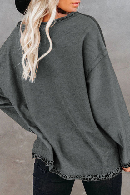 Camisetas de cuello en V con abertura lateral lisa de Fashion Street