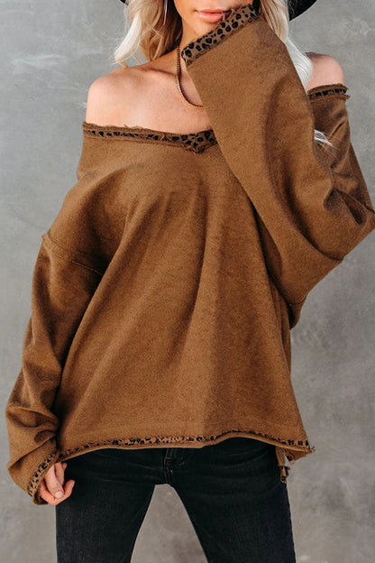 Camisetas de cuello en V con abertura lateral lisa de Fashion Street