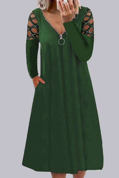 Vestidos casuales de corte A con escote en V y abertura en la parte superior (7 colores)