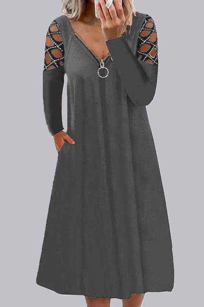 Vestidos casuales de corte A con escote en V y abertura en la parte superior (7 colores)