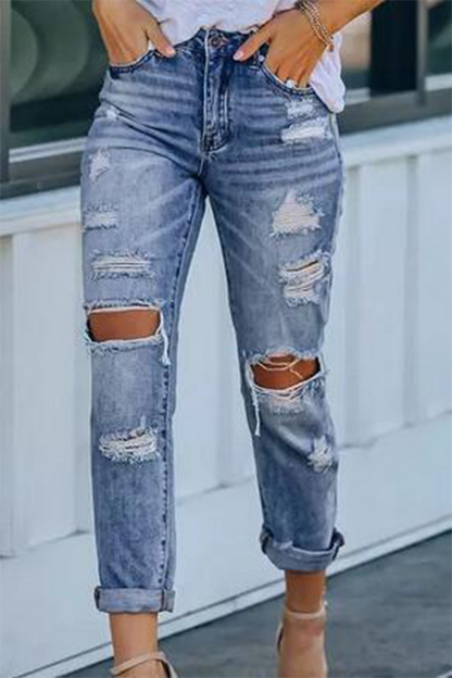 Pantalones capri rectos con borlas y parches de patchwork urbanos