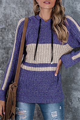 Tops casuales con capucha, cuello y cordón ajustable de patchwork