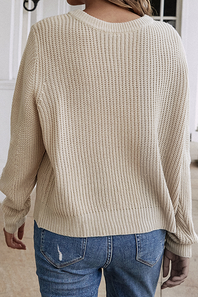 Suéter informal con cuello redondo y hebilla sólida (5 colores)