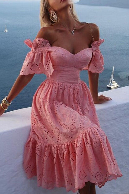 Vestidos de princesa con hombros descubiertos y patchwork liso de moda urbana