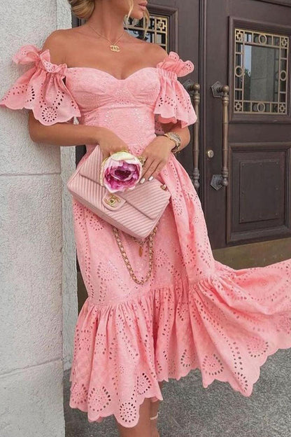 Vestidos de princesa con hombros descubiertos y patchwork liso de moda urbana