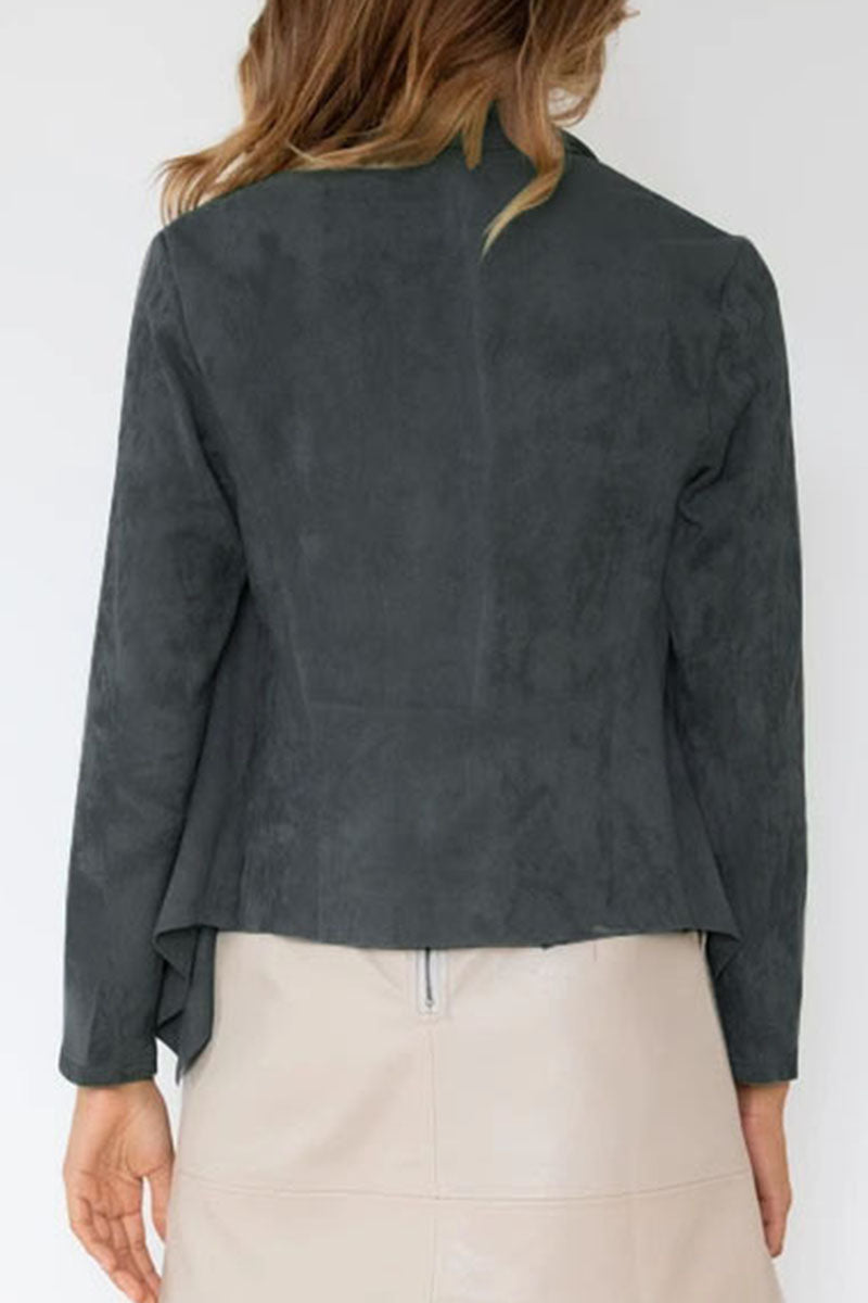 Prendas de abrigo informales de moda con cuello vuelto y parches sólidos