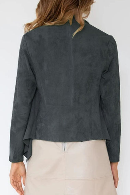 Prendas de abrigo informales de moda con cuello vuelto y parches sólidos
