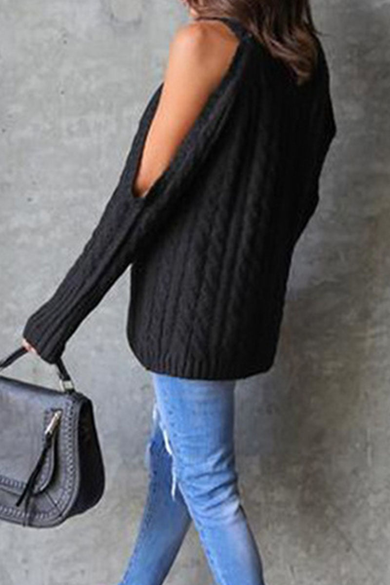 Tops casuales de moda con cuello redondo y abertura sólida