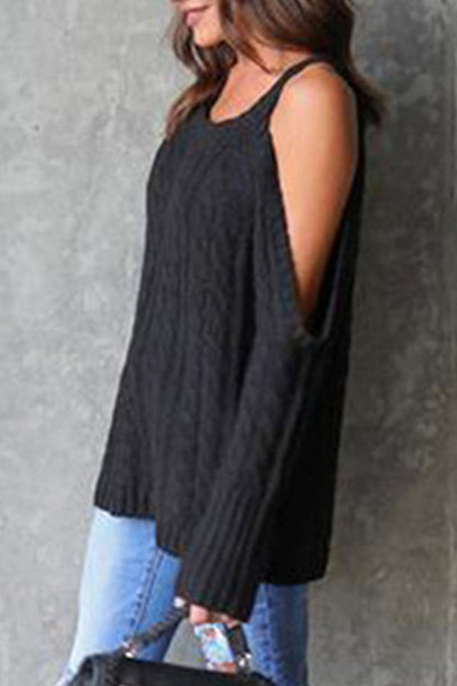 Tops casuales de moda con cuello redondo y abertura sólida