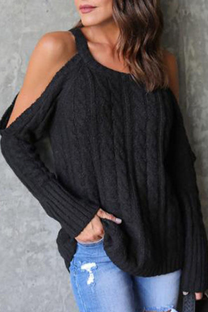Tops casuales de moda con cuello redondo y abertura sólida