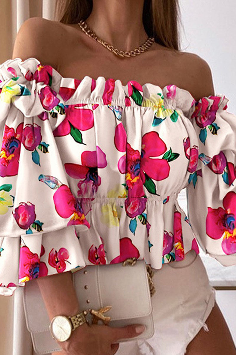 Tops con hombros descubiertos, abertura y estampado de moda urbana