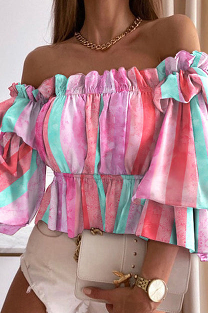 Tops con hombros descubiertos, abertura y estampado de moda urbana