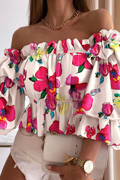 Tops con hombros descubiertos, abertura y estampado de moda urbana