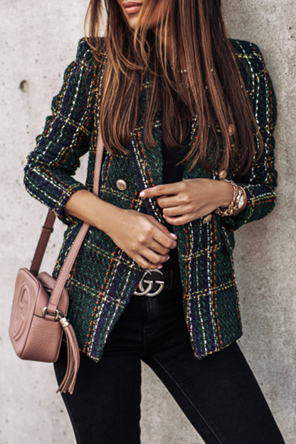 Prenda exterior informal con cuello vuelto, hebilla y estampado de patchwork (4 colores)