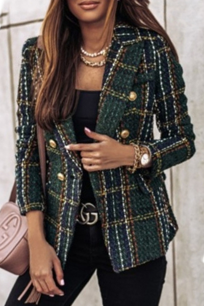 Prenda exterior informal con cuello vuelto, hebilla y estampado de patchwork (4 colores)