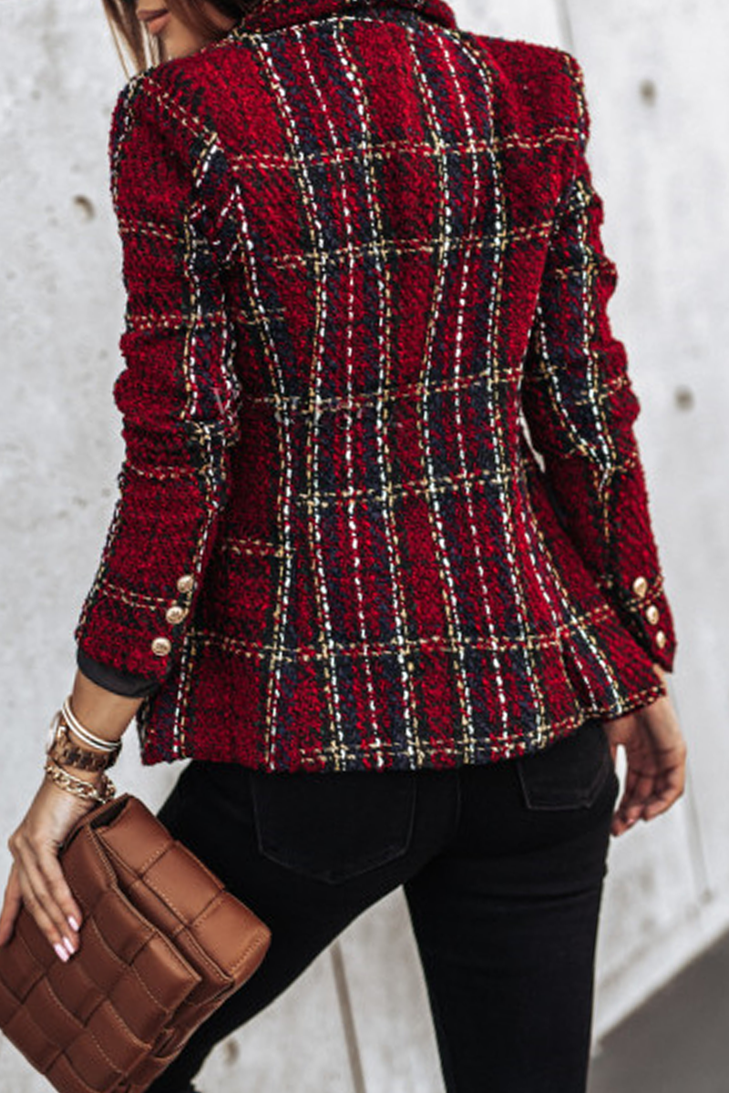 Prenda exterior informal con cuello vuelto, hebilla y estampado de patchwork (4 colores)