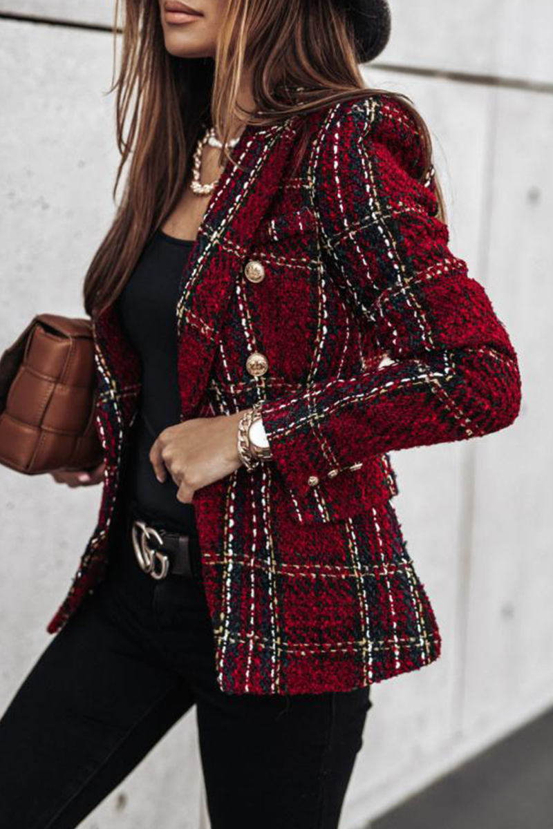 Prenda exterior informal con cuello vuelto, hebilla y estampado de patchwork (4 colores)