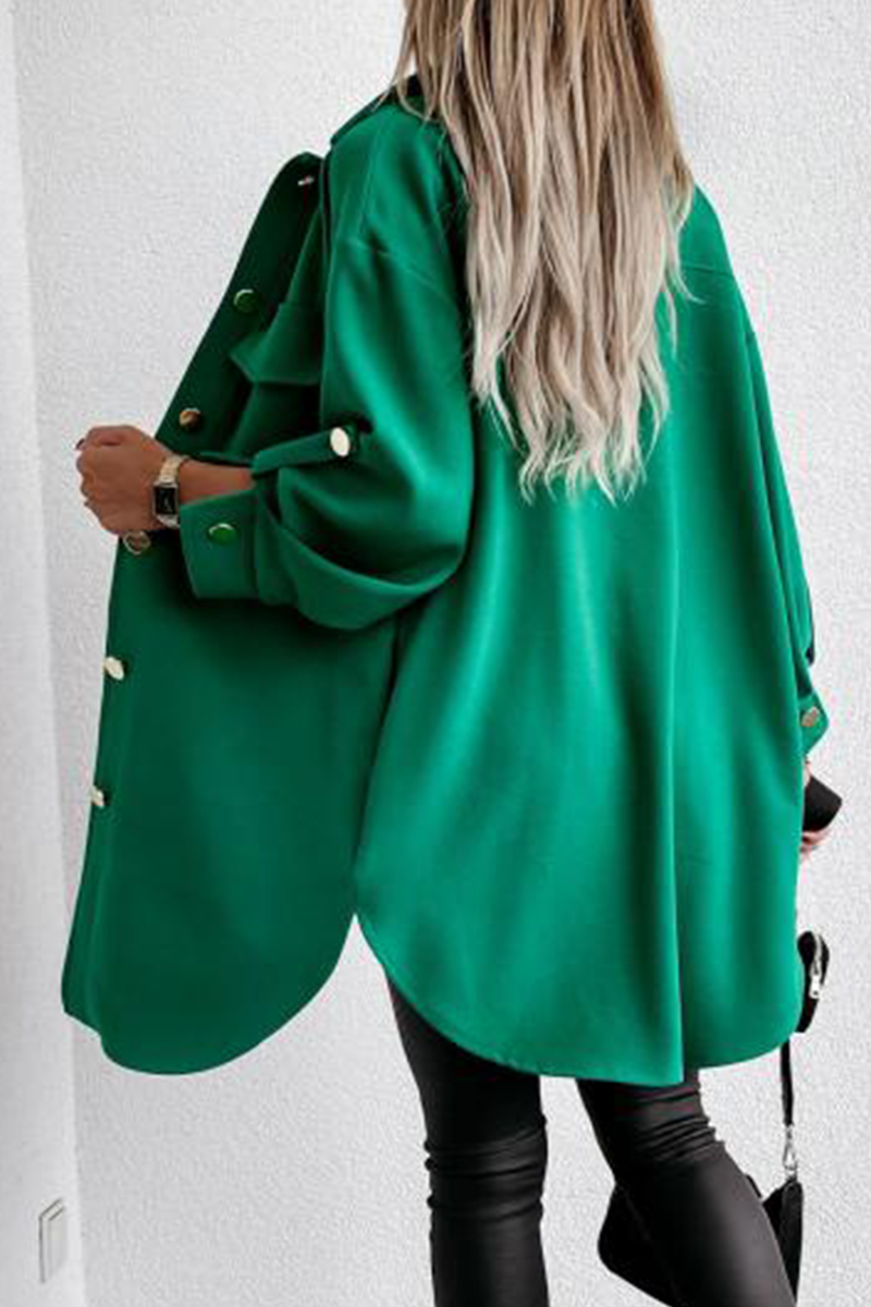 Prenda exterior informal con cuello vuelto, hebilla y bolsillo liso (3 colores)