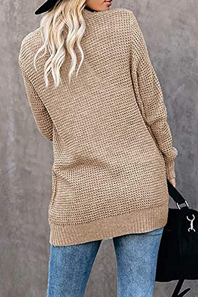 Suéter informal de cuello en V con bolsillos y parches lisos (6 colores)