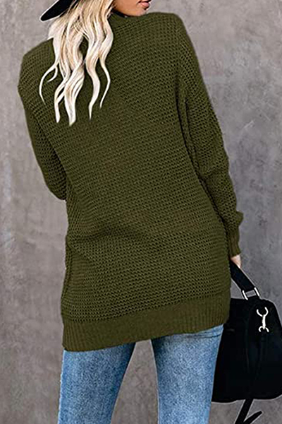 Suéter informal de cuello en V con bolsillos y parches lisos (6 colores)