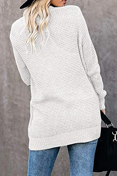 Suéter informal de cuello en V con bolsillos y parches lisos (6 colores)
