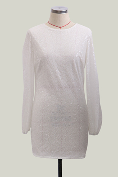 Elegante vestido de moda con lentejuelas y retazos, cuello redondo, falda lápiz (3 colores)