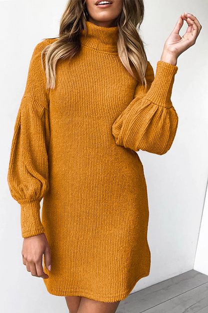 Vestidos casuales rectos de cuello alto (4 colores)
