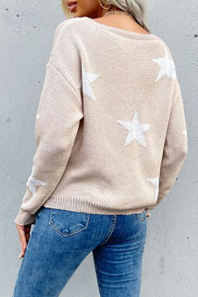 Tops casuales con cuello redondo y abertura en las estrellas