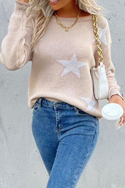 Tops casuales con cuello redondo y abertura en las estrellas