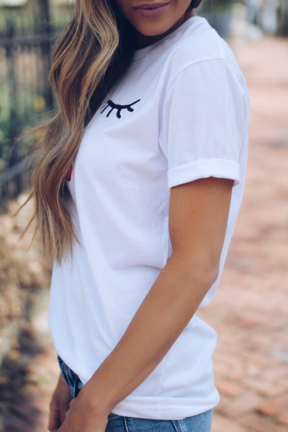 Camisetas casuales con cuello redondo y estampado de patchwork