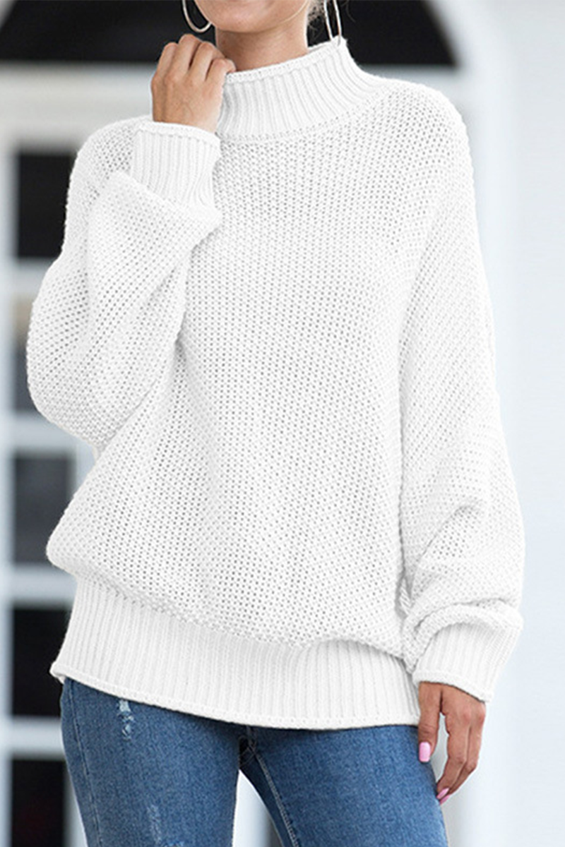 Tops casuales de cuello alto con parches sólidos
