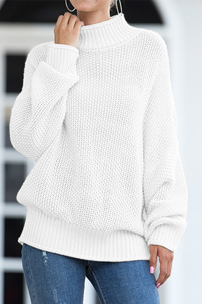 Tops casuales de cuello alto con parches sólidos