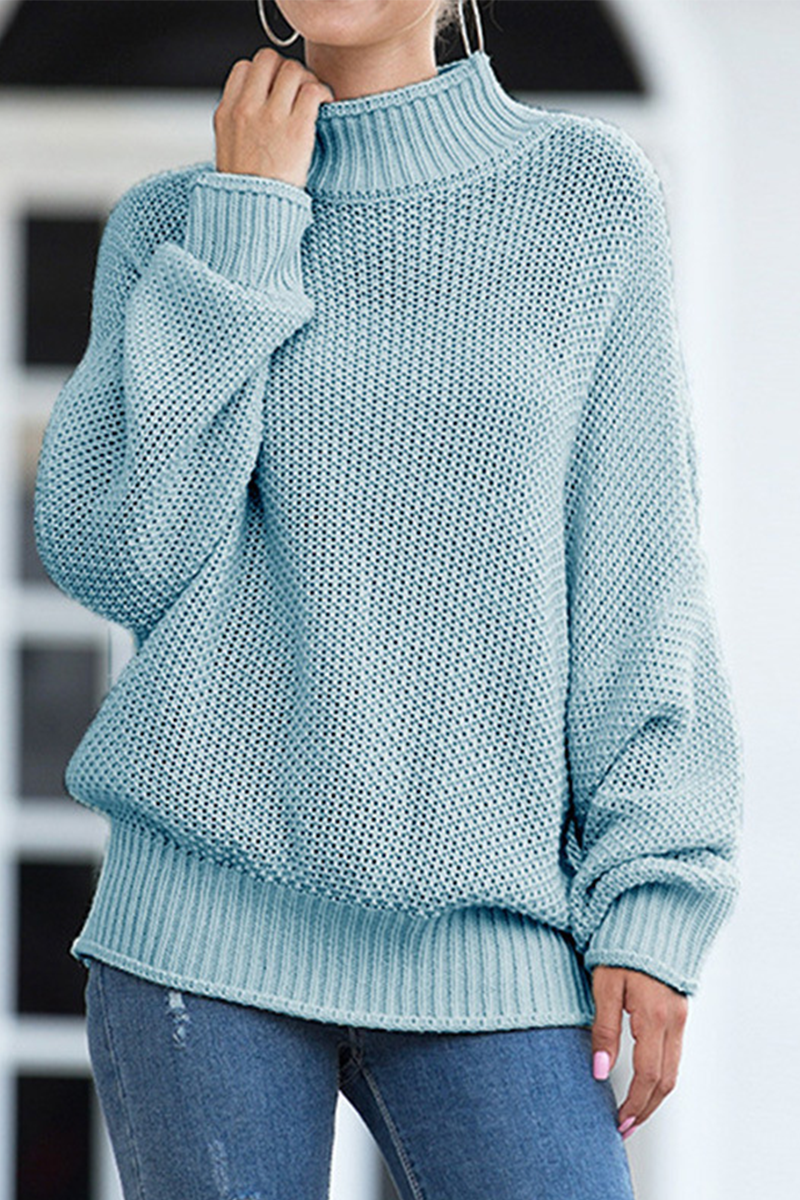 Tops casuales de cuello alto con parches sólidos
