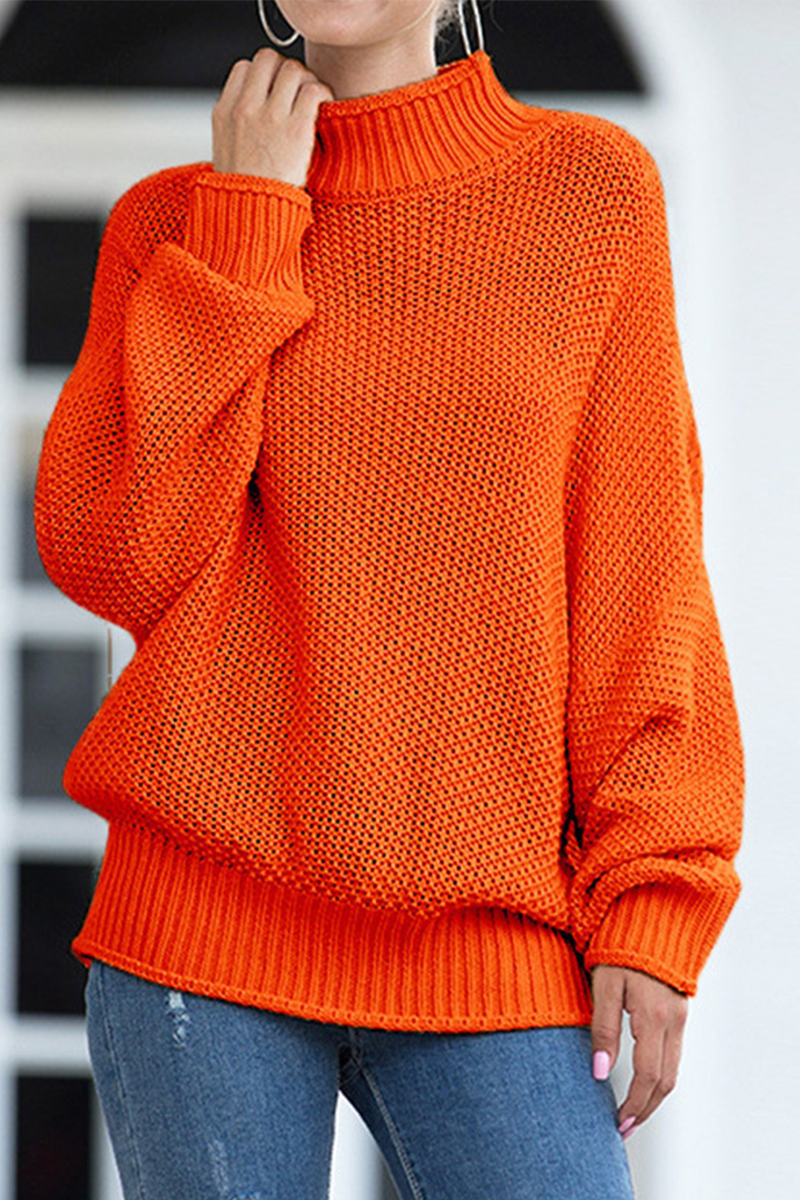 Tops casuales de cuello alto con parches sólidos
