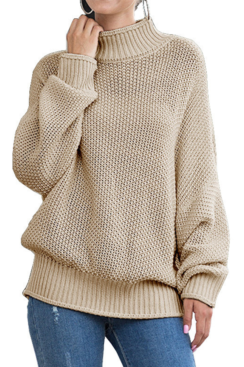 Tops casuales de cuello alto con parches sólidos