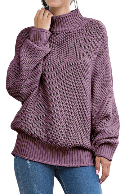 Tops casuales de cuello alto con parches sólidos