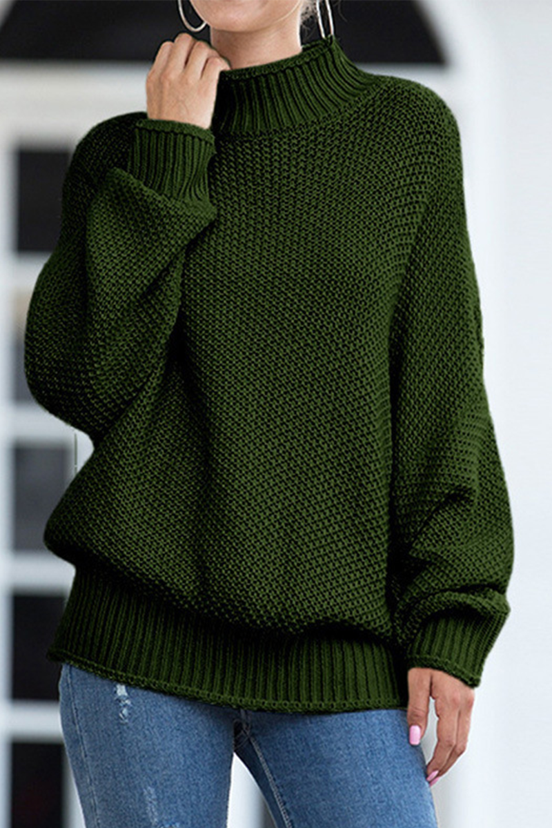 Tops casuales de cuello alto con parches sólidos