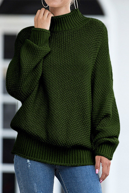 Tops casuales de cuello alto con parches sólidos