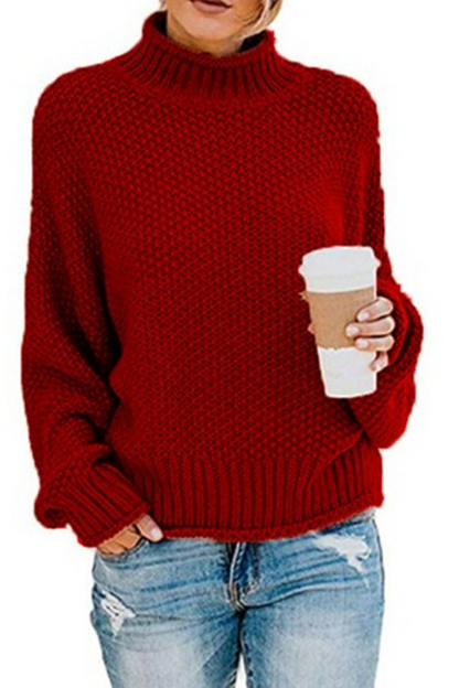 Tops casuales de cuello alto con parches sólidos