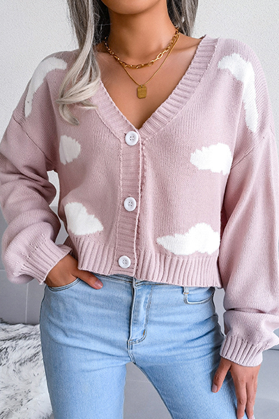 Suéter informal con cuello en V y hebilla de patchwork en contraste