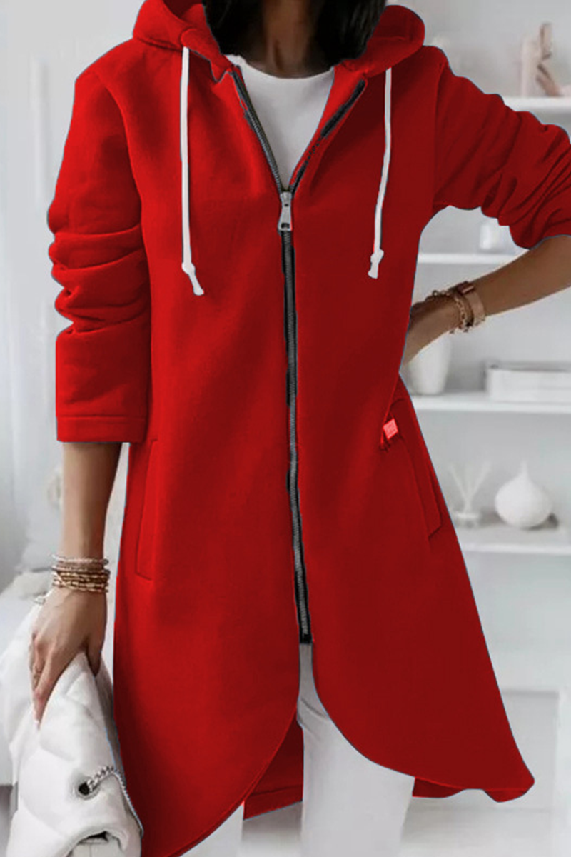 Prendas de abrigo informales con capucha, cuello y cremallera con cordón ajustable (8 colores)