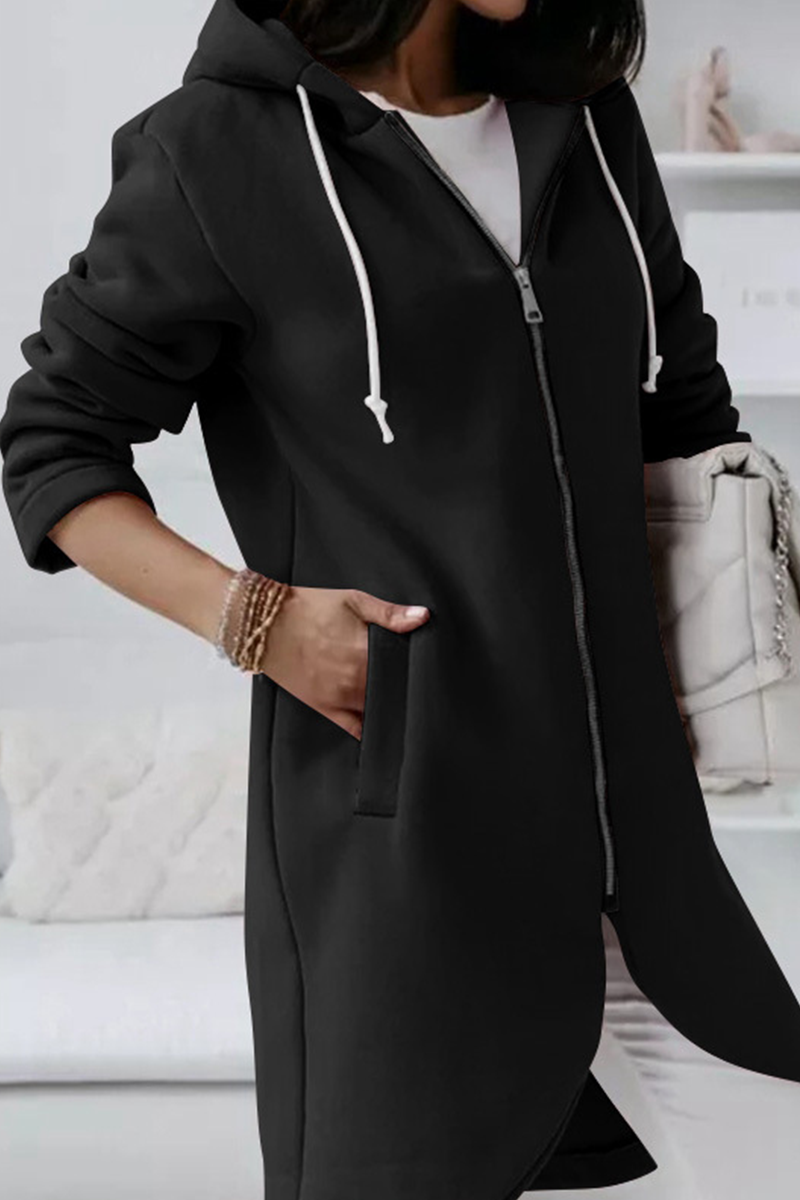 Prendas de abrigo informales con capucha, cuello y cremallera con cordón ajustable (8 colores)