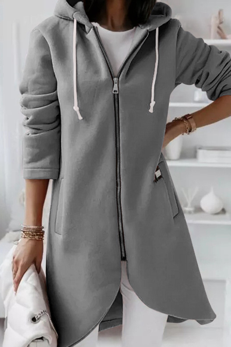 Prendas de abrigo informales con capucha, cuello y cremallera con cordón ajustable (8 colores)