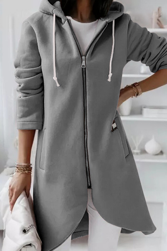Prendas de abrigo informales con capucha, cuello y cremallera con cordón ajustable (8 colores)