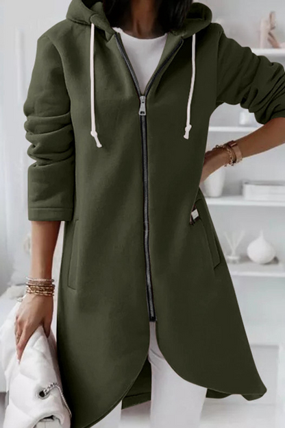 Prendas de abrigo informales con capucha, cuello y cremallera con cordón ajustable (8 colores)