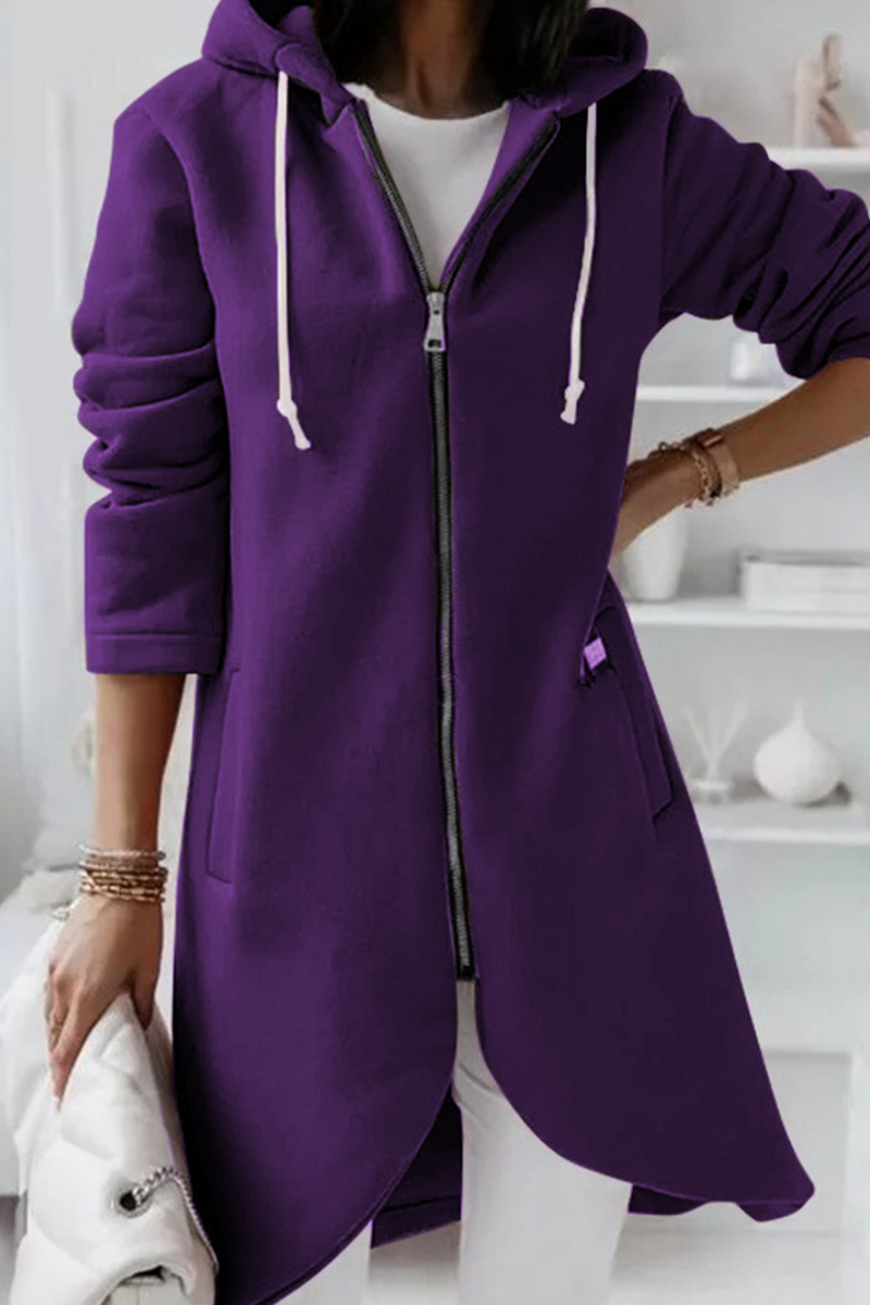 Prendas de abrigo informales con capucha, cuello y cremallera con cordón ajustable (8 colores)