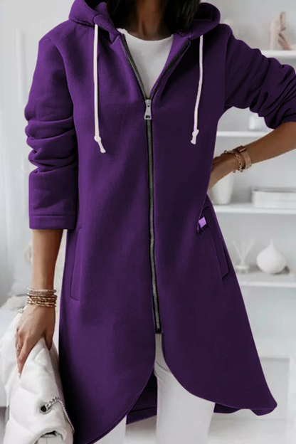 Prendas de abrigo informales con capucha, cuello y cremallera con cordón ajustable (8 colores)