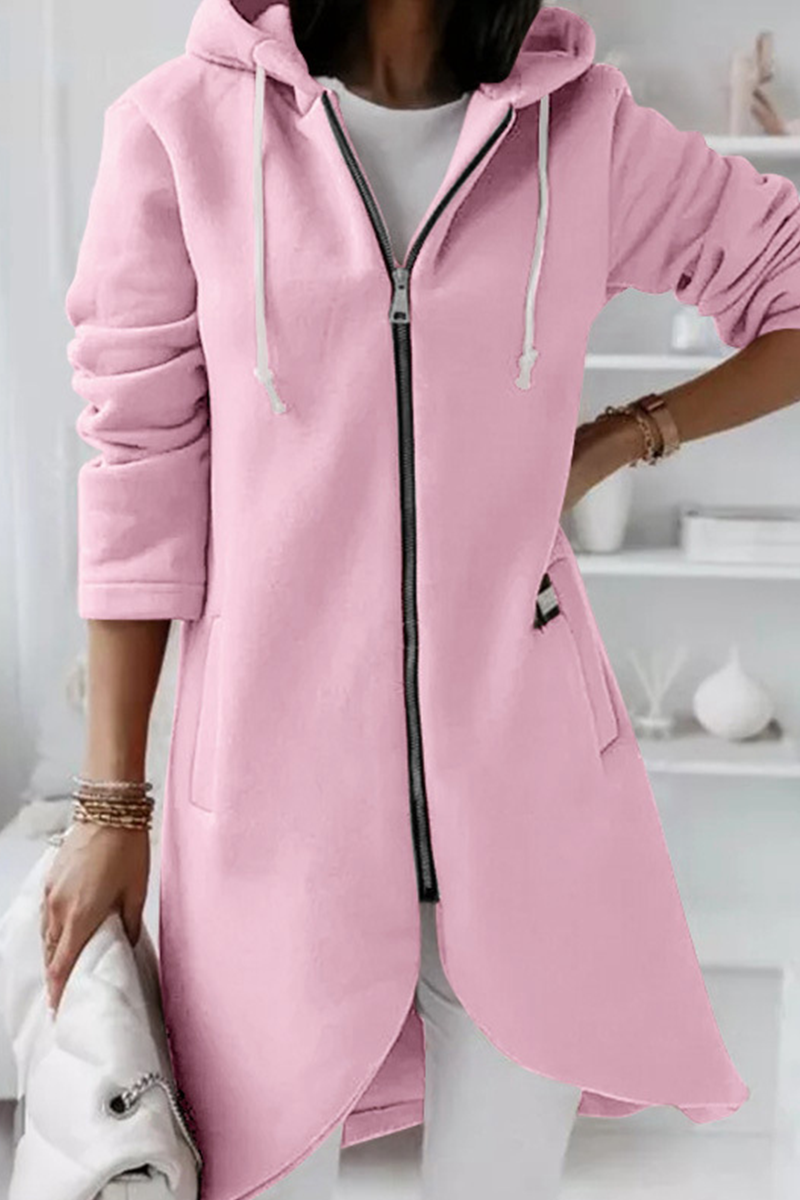 Prendas de abrigo informales con capucha, cuello y cremallera con cordón ajustable (8 colores)