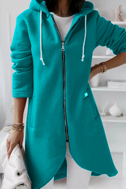 Prendas de abrigo informales con capucha, cuello y cremallera con cordón ajustable (8 colores)